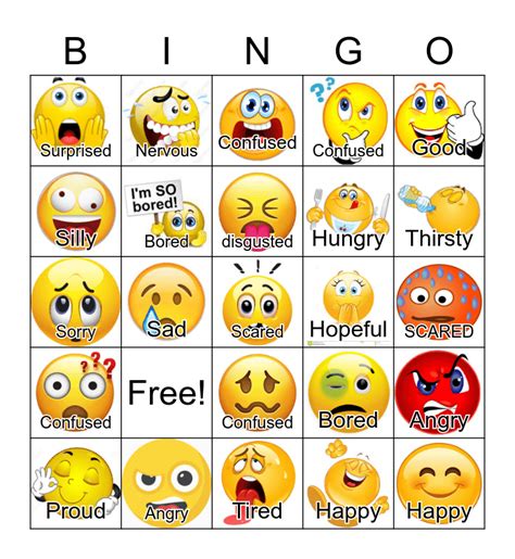 Free Printable Emotions Bingo Printable